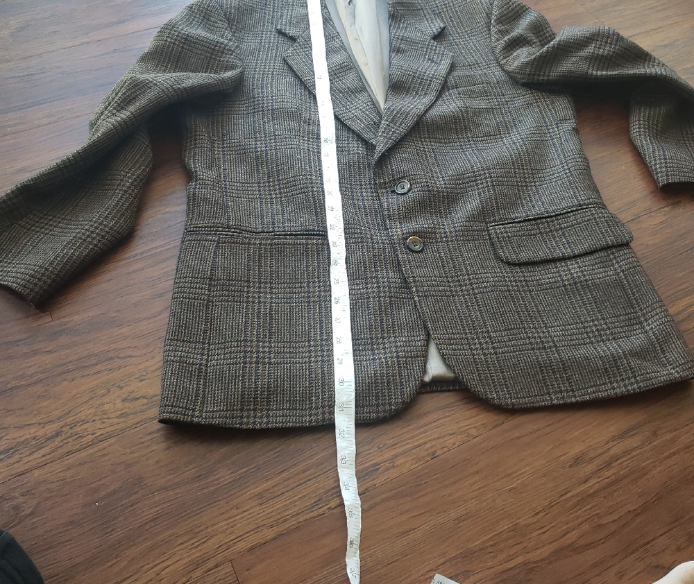 Oscar De La Renta Classic Men's Brown Glen Plaid Sport Coat Size 40S 100% Wool - Picture 6 of 9